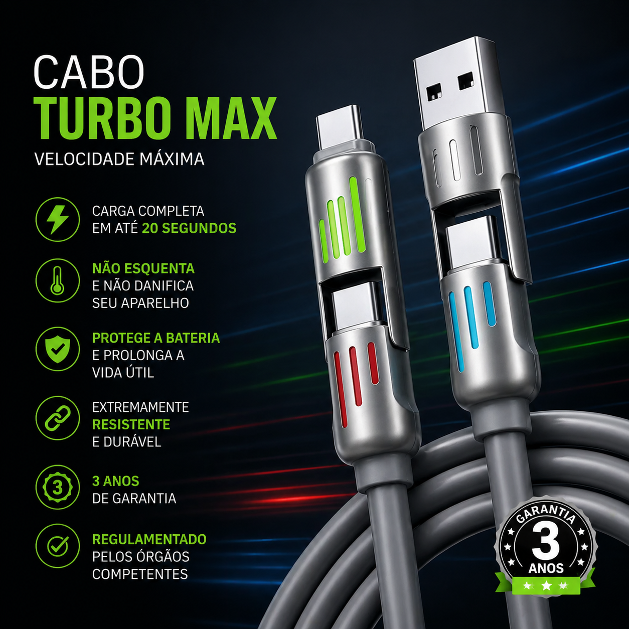 Cabo Carregador Power Max Universal - Ultimo dia da Promoção (Cópia)